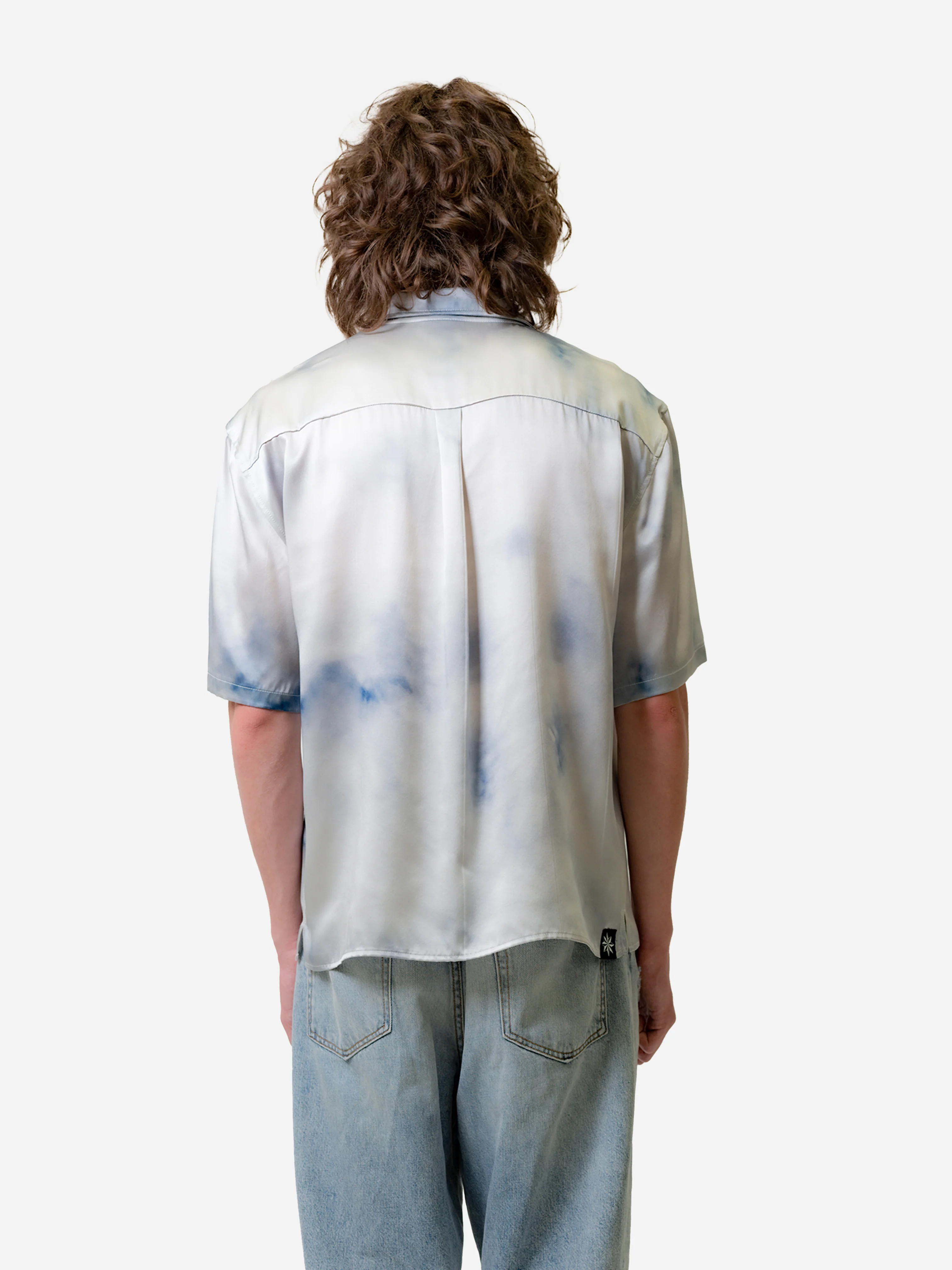 BEACH BRAINS Cloud Silk Shirt Ivory Blue - Image 3