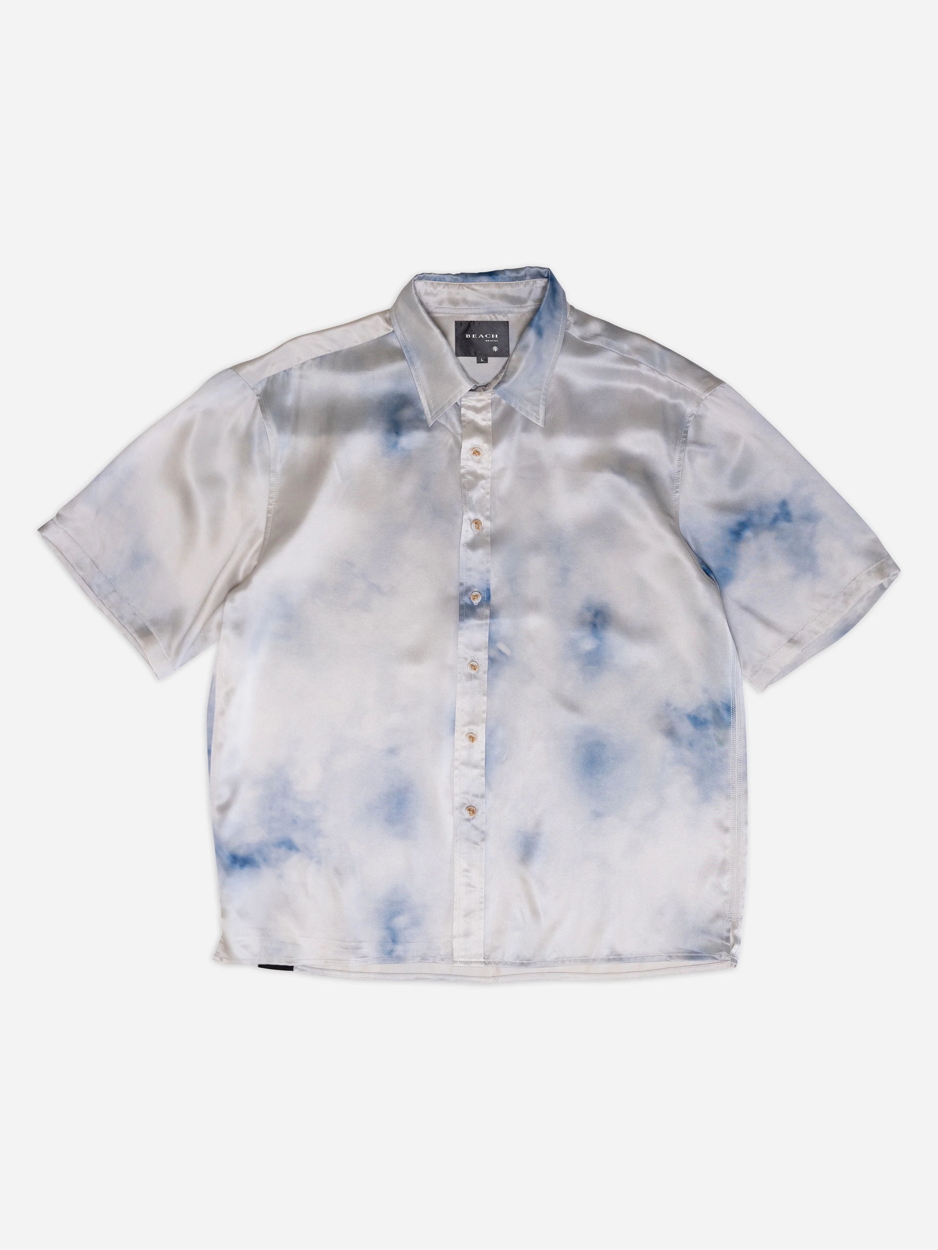 BEACH BRAINS Cloud Silk Shirt Ivory Blue - Image 4
