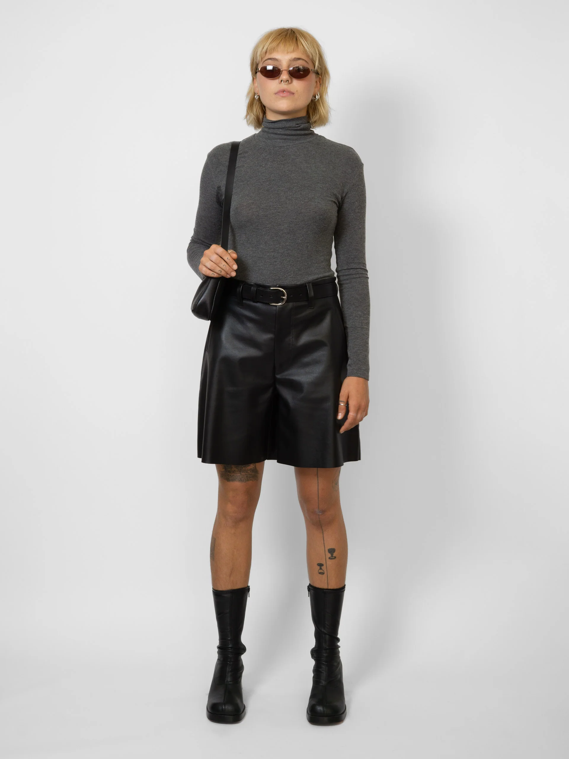 BRUVEL Milou Leather Shorts Black - Image 5