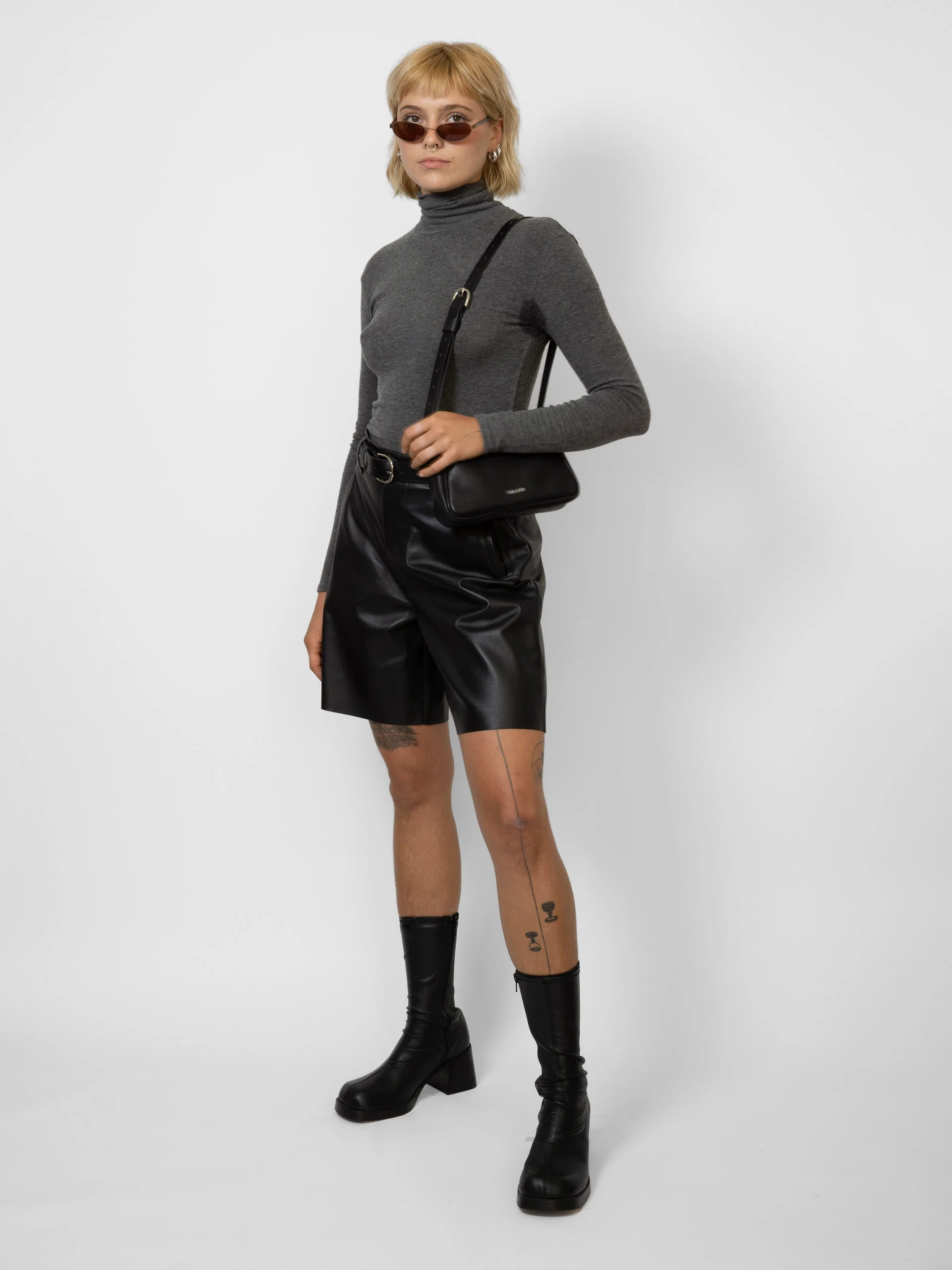 BRUVEL Milou Leather Shorts Black - Image 6