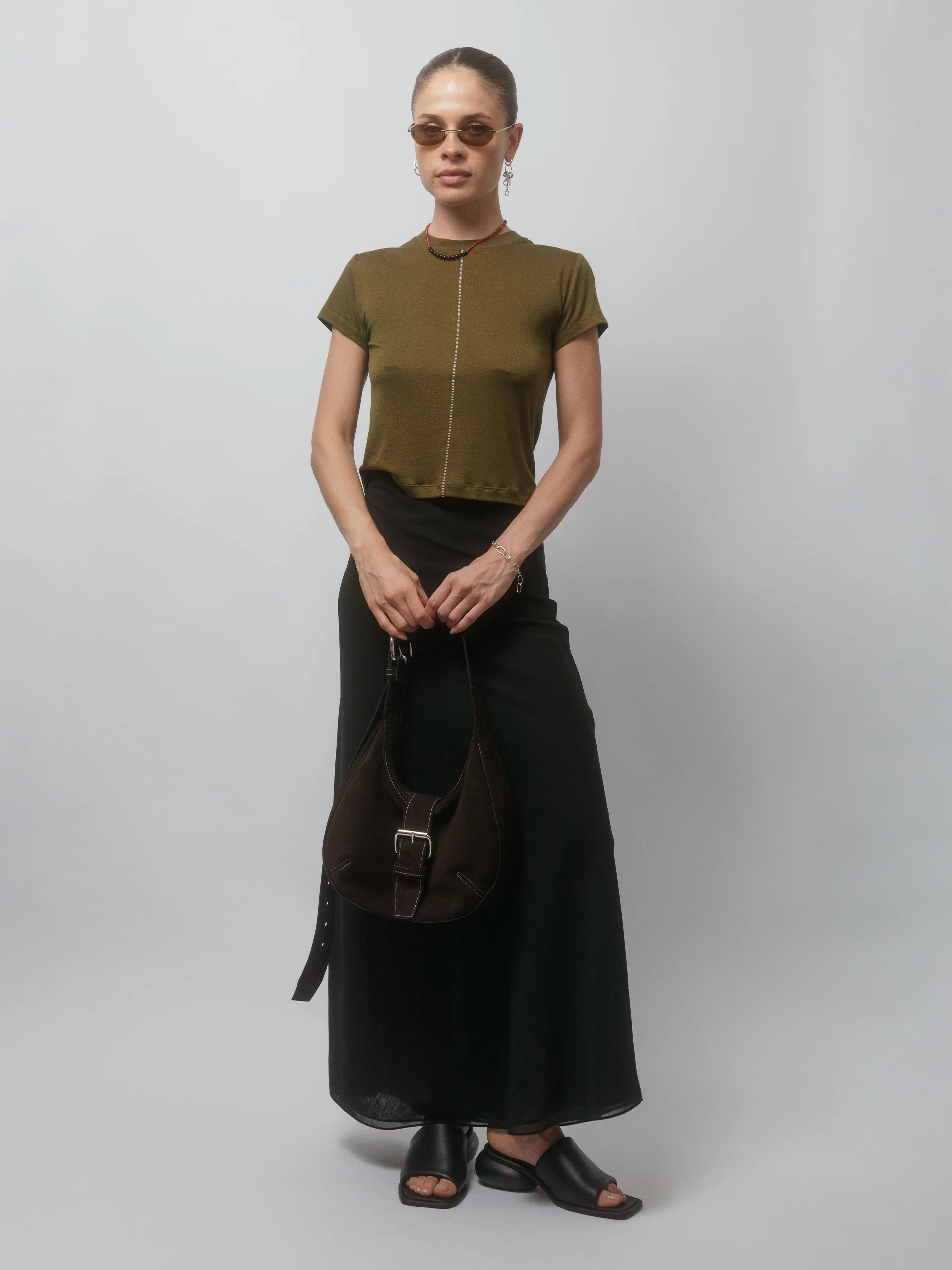 The Lair Apparel Matilda Ladder Stitch Tee Forest - Image 5