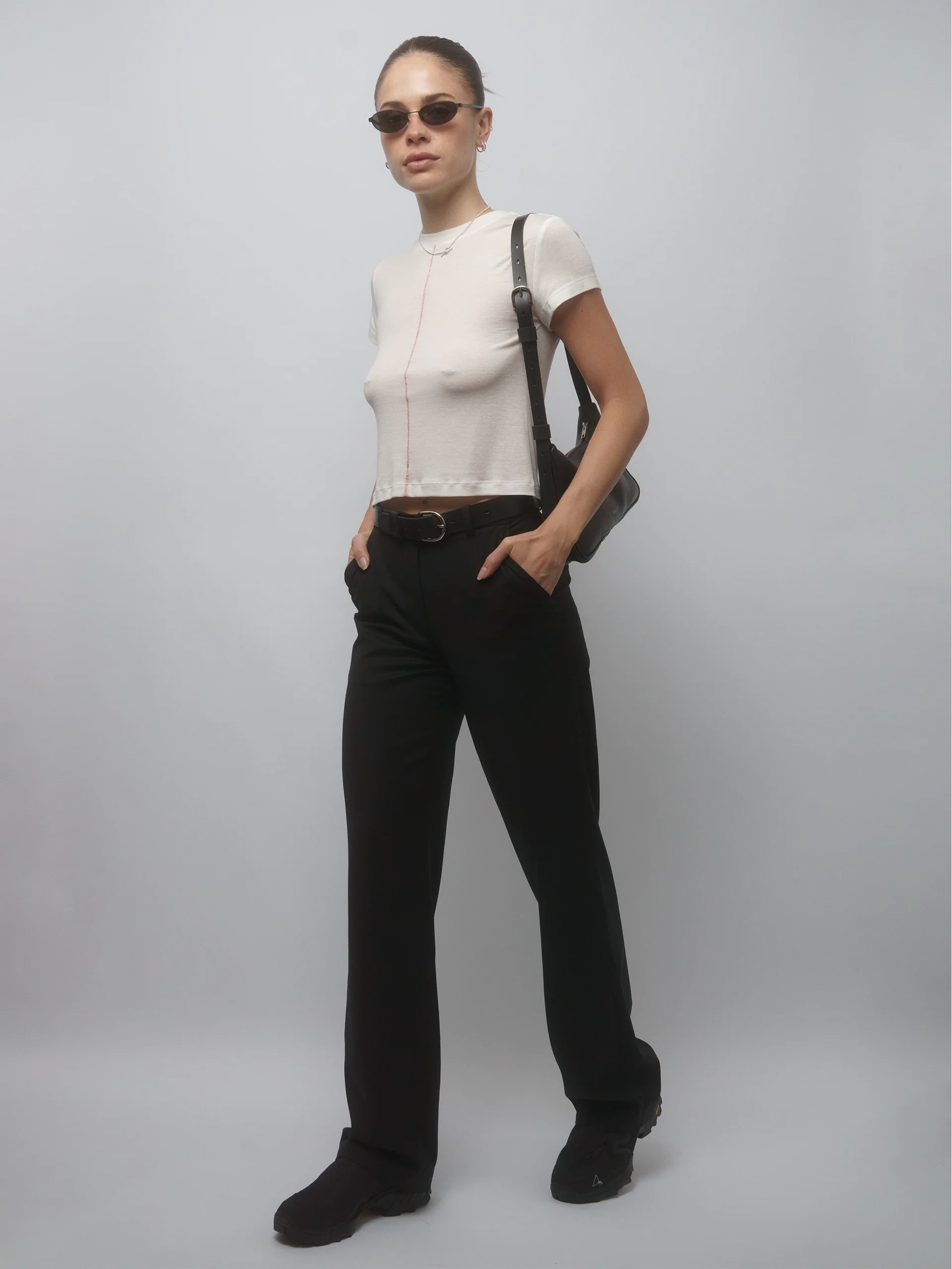 The Lair Apparel Matilda Ladder Stitch Tee White - Image 3