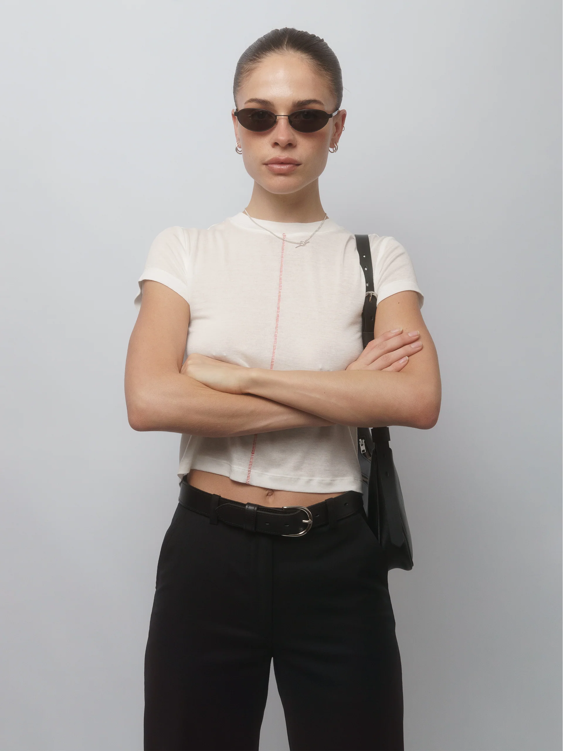 The Lair Apparel Matilda Ladder Stitch Tee White - Image 4