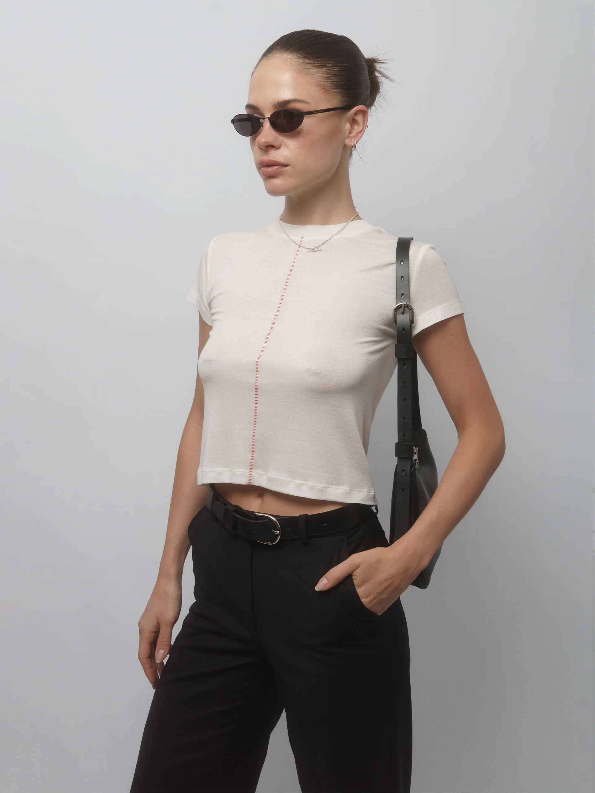 The Lair Apparel Matilda Ladder Stitch Tee White - Image 5