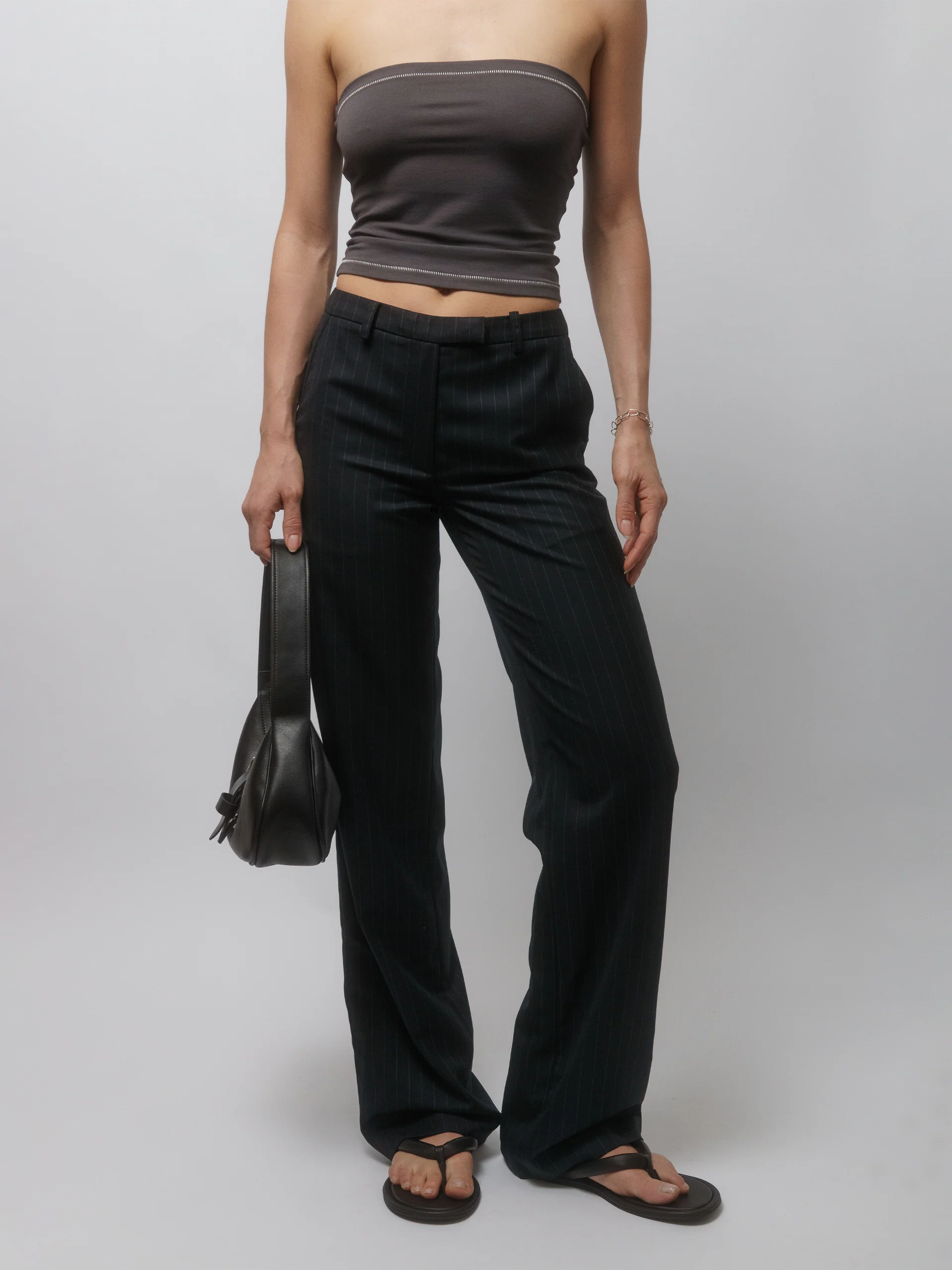 The Lair Apparel Matilda Slim Trouser Charcoal Pinstripe - Image 10