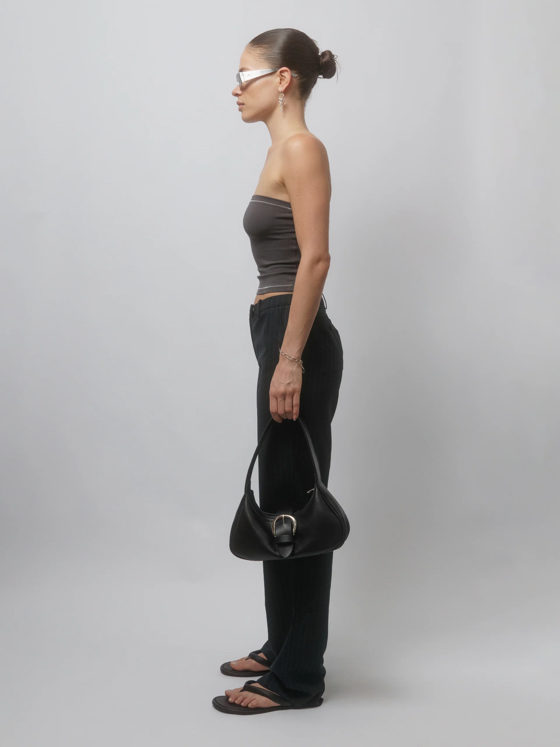 The Lair Apparel Matilda Slim Trouser Charcoal Pinstripe - Image 4