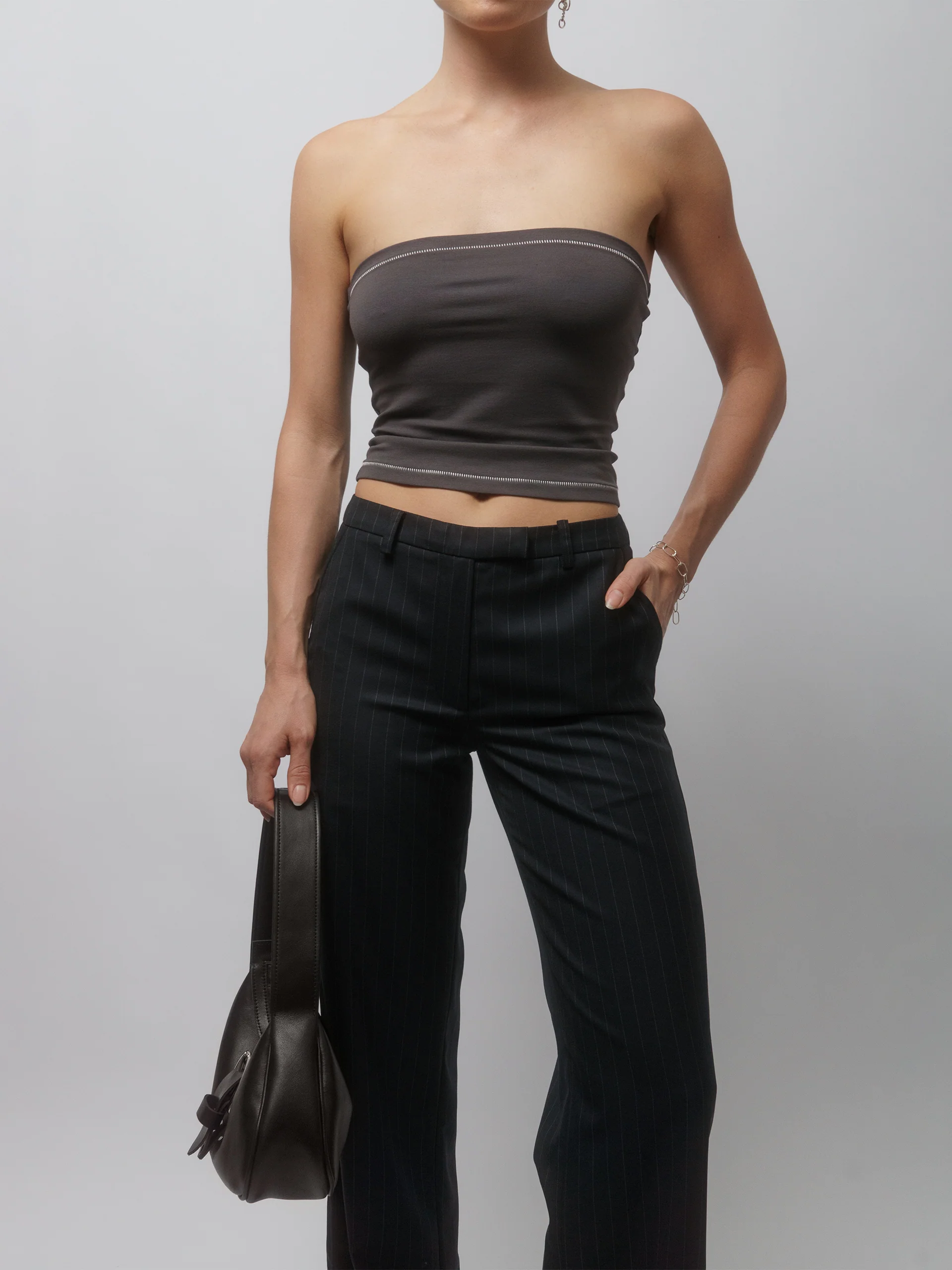 The Lair Apparel Matilda Slim Trouser Charcoal Pinstripe - Image 9