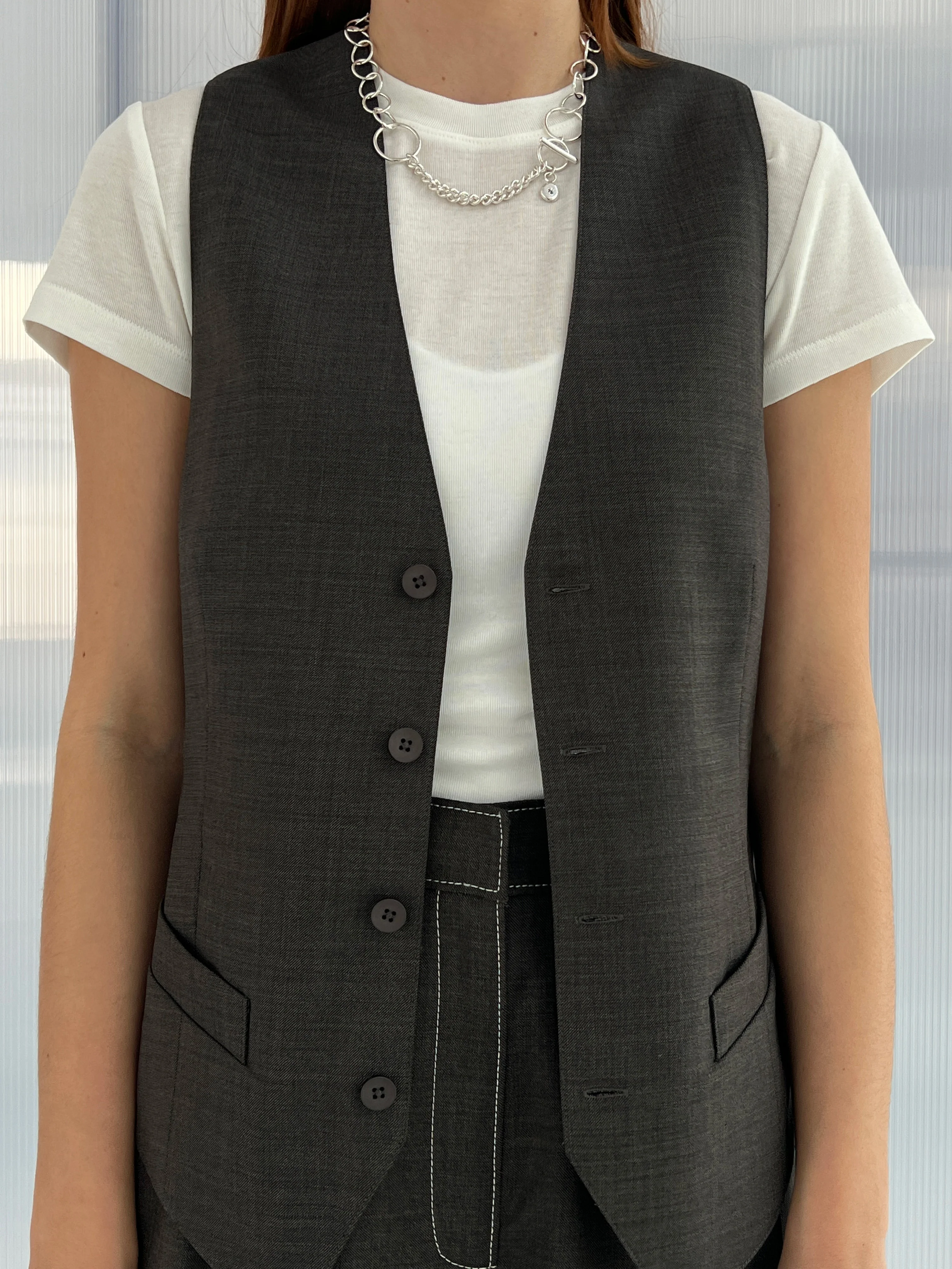 The Lair Apparel Otis Waistcoat Dark Brindle - Image 3