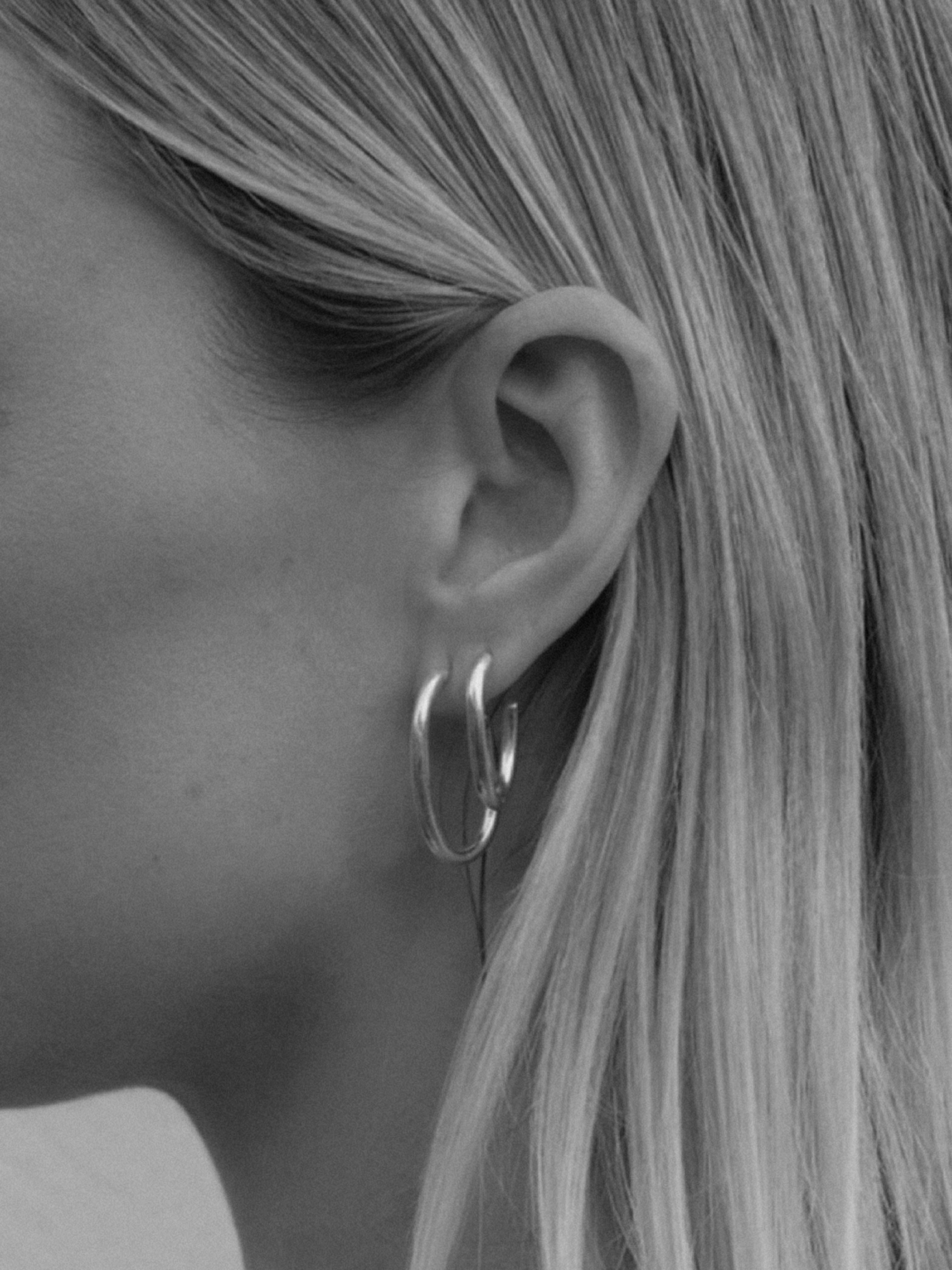 The Lair Jewellery Noguchi Hoops Large Silver - Image 3