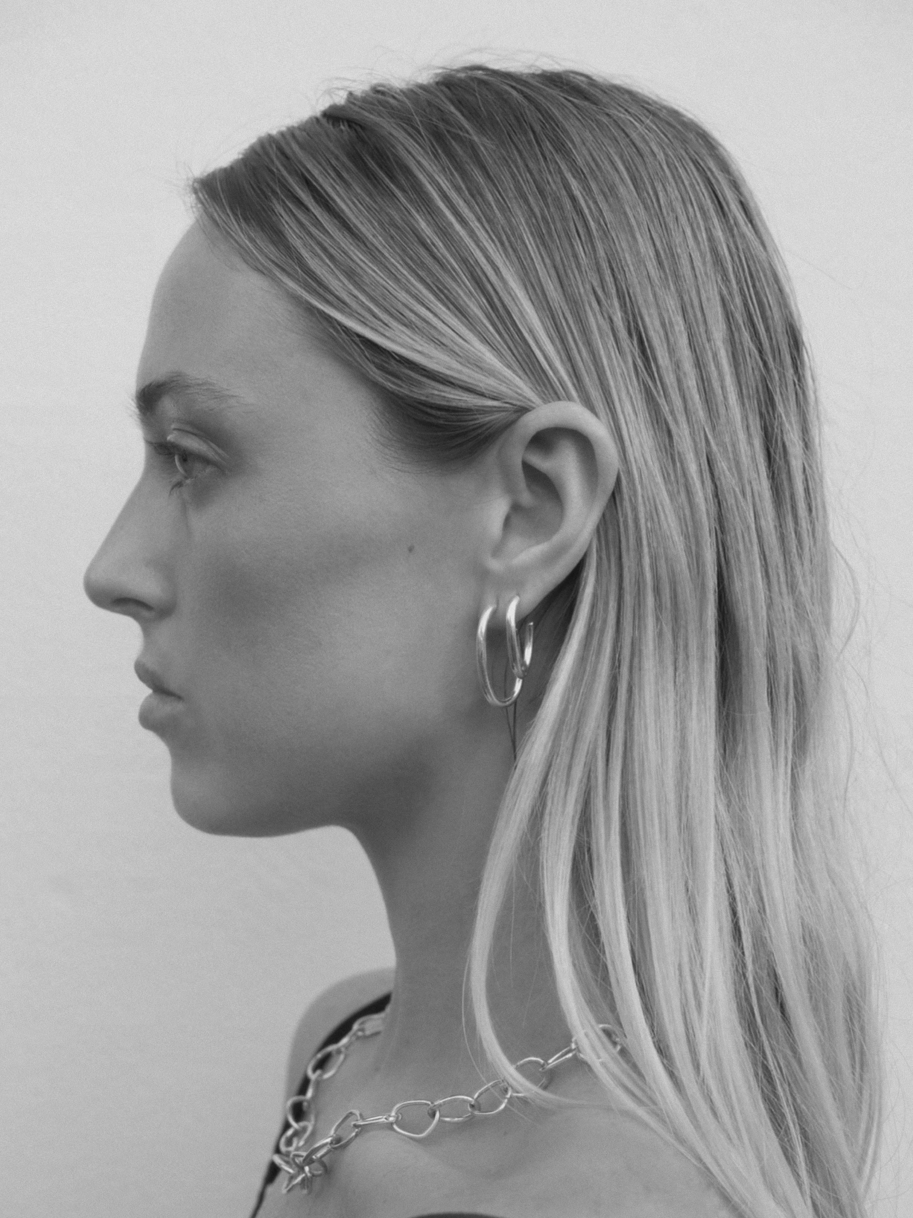 The Lair Jewellery Noguchi Hoops Large Silver - Image 4