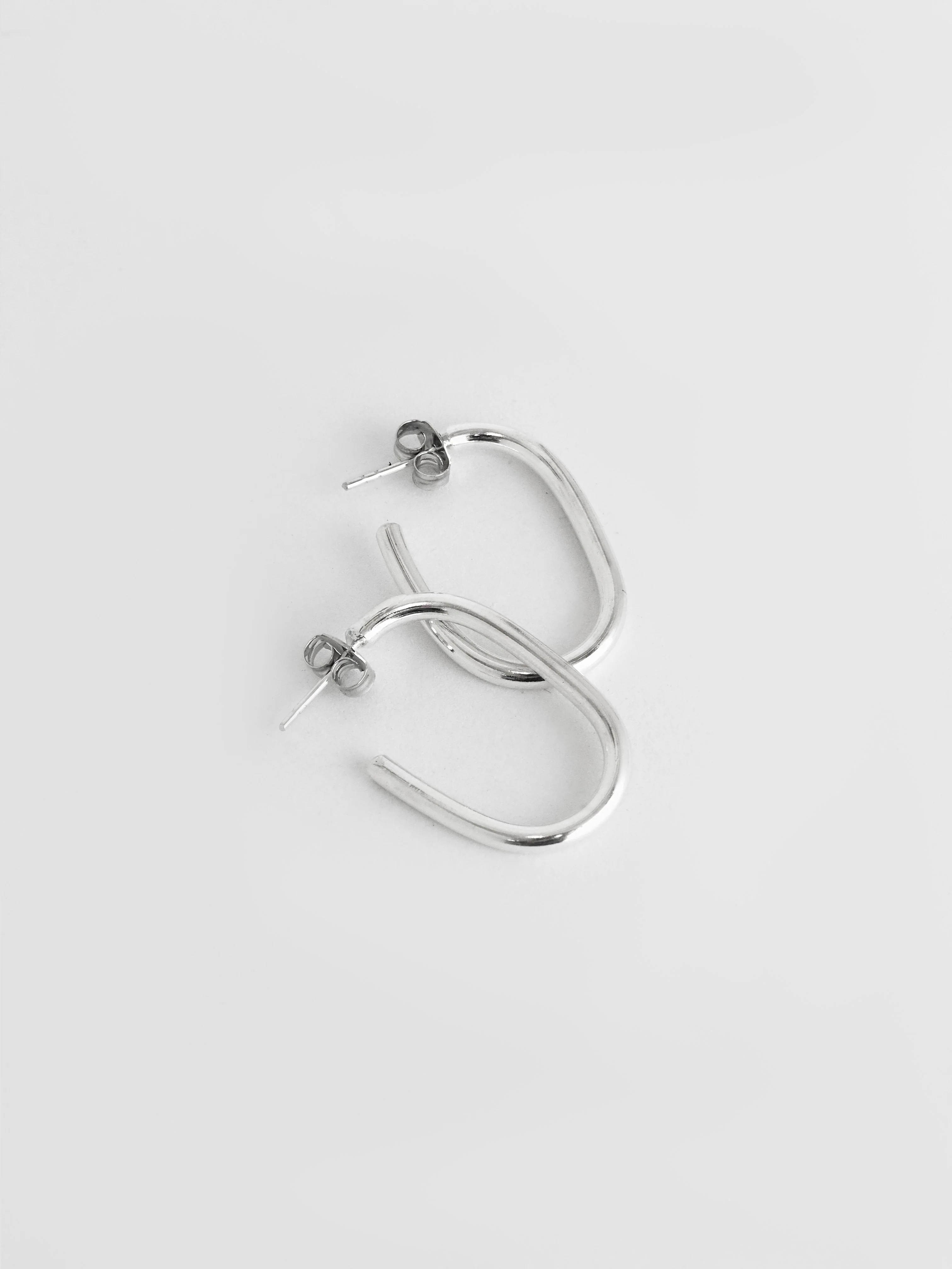 The Lair Jewellery Noguchi Hoops Large Silver - Image 5