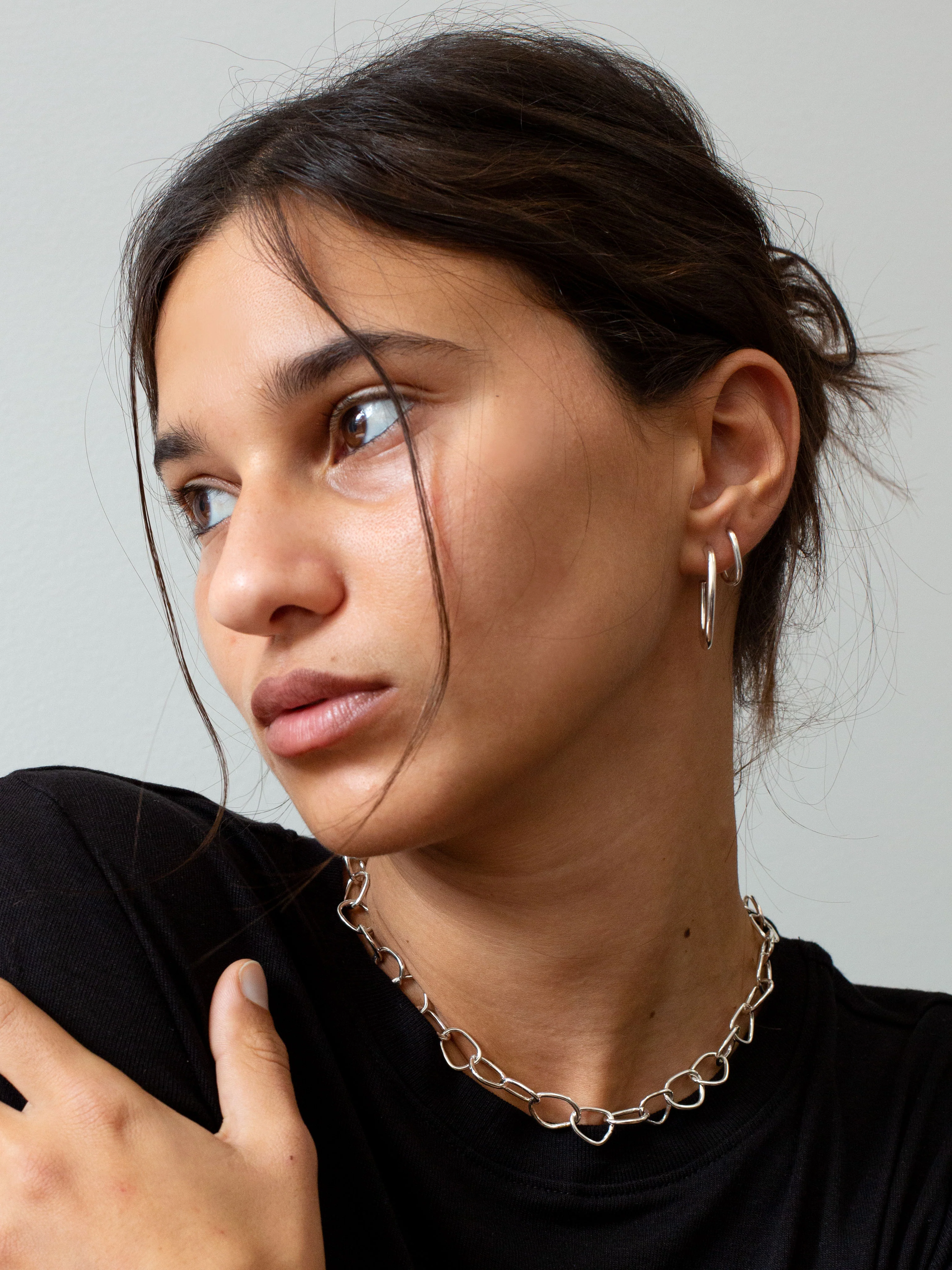 The Lair Jewellery Noguchi Hoops Large Silver - Image 9